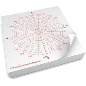 Polar Circle with Radians, Graphing Post-It Notes, 4 packs of 100 sheets, 400 sheets total