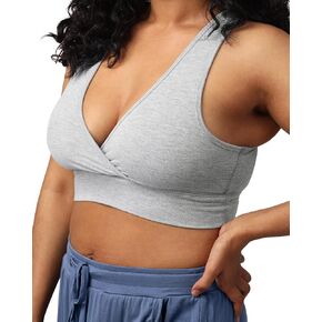 Kindred Bravely French Terry Racerback Nursing Sleep Bra | Maternity Bralette, Nursing Bras for Breastfeeding, Pregnancy Bra (Grey Heather, Large)