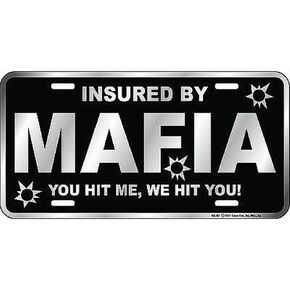 Parody License Plate | Mafia You Hit Me | 12" x 6" Decorative License Plate | Decoration Plate for Vehicle/Wall | Man Cave Decorations | Made in The USA