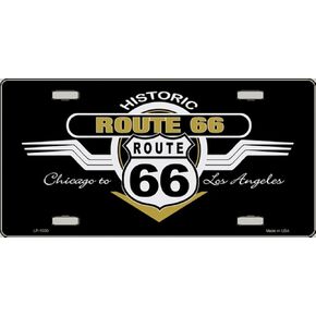 Route 66 Shield Wings Novelty Metal License Plate Tag LP-1030