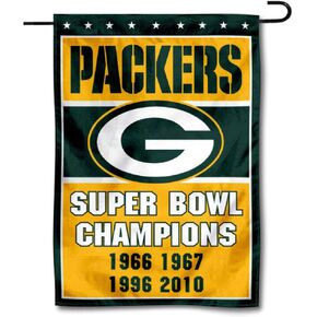 Green Bay 4 Time Super Bowl Champions Double Sided Garden Flag