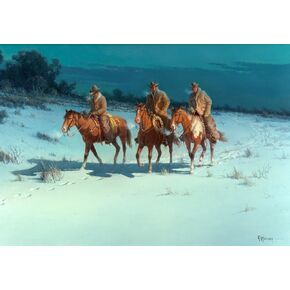 2024 Wall Calendar [12 pages 8"x12"] Cowboys and Pioneers in Wild West Vintage Magazine Illustration Impressionism