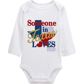 Someone in Texas Loves Me Newborn Baby Romper Bodysuit Long Sleeve Onesie White