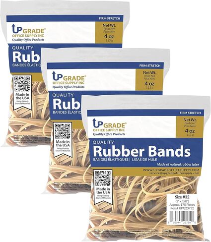 ترقية الأربطة المطاطية لإمدادات المكتب UPG23732PK2، الحجم #32 (3 × 1/8 بوصة)، 4 أونصة. أكياس (عبوتان)، لون كريب طبيعي، صنع في الولايات المتحدة الأمريكية in Kuwait
