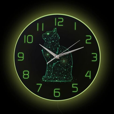 Geek Alerts Cat in The Night Sky Abstract Silent Wall Clock Battery Operated Cat Minimalist Line Modern 12inch Acrylic Print Hanging Watch Kitty Home Decor in Saudi Arabia