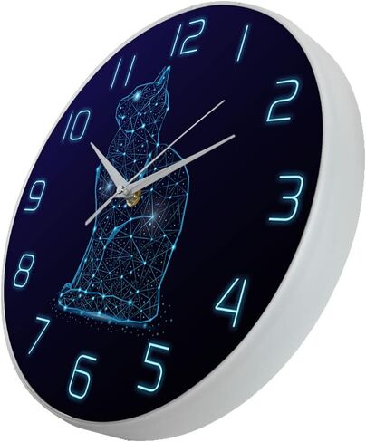 Geek Alerts Cat in The Night Sky Abstract Silent Wall Clock Battery Operated Cat Minimalist Line Modern 12inch Acrylic Print Hanging Watch Kitty Home Decor in Saudi Arabia