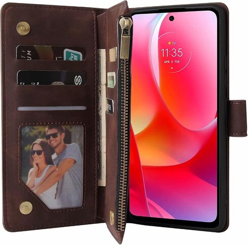 LBYZCASE Phone Case for Moto G Power 2022 Case,Motorola G Power(2022) Wallet Case,Luxury Folio Flip Leather Cover[Zipper Pocket][Wrist Strap][Kickstand ] for Motorola Moto G Power 2022 (Coffee) in Saudi Arabia