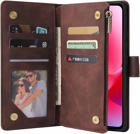 LBYZCASE Phone Case for Moto G Power 2022 Case,Motorola G Power(2022) Wallet Case,Luxury Folio Flip Leather Cover[Zipper Pocket][Wrist Strap][Kickstand ] for Motorola Moto G Power 2022 (Coffee) in Saudi Arabia