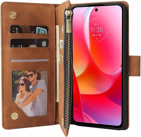 حافظة هاتف LBYZCASE لجراب Moto G Power 2022، حافظة محفظة Motorola G Power(2022)، غطاء جلدي فاخر قابل للطي [جيب بسحاب] [حزام معصم] [مسند] لهاتف Motorola Moto G Power 2022 (قهوة) in Kuwait