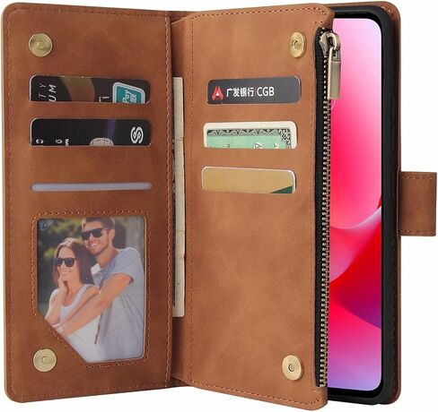 حافظة هاتف LBYZCASE لجراب Moto G Power 2022، حافظة محفظة Motorola G Power(2022)، غطاء جلدي فاخر قابل للطي [جيب بسحاب] [حزام معصم] [مسند] لهاتف Motorola Moto G Power 2022 (قهوة) in Kuwait