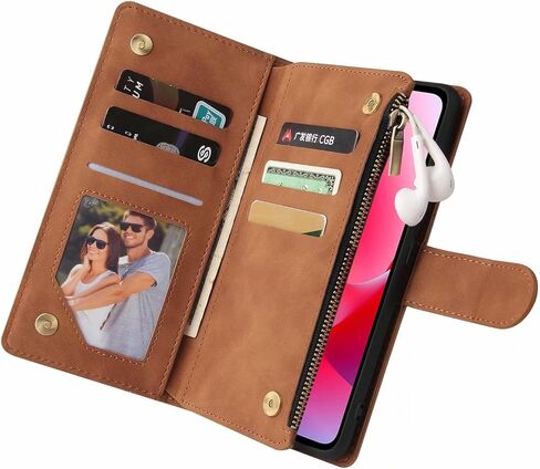 حافظة هاتف LBYZCASE لجراب Moto G Power 2022، حافظة محفظة Motorola G Power(2022)، غطاء جلدي فاخر قابل للطي [جيب بسحاب] [حزام معصم] [مسند] لهاتف Motorola Moto G Power 2022 (قهوة) in Kuwait