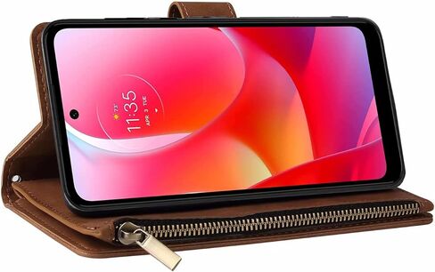 حافظة هاتف LBYZCASE لجراب Moto G Power 2022، حافظة محفظة Motorola G Power(2022)، غطاء جلدي فاخر قابل للطي [جيب بسحاب] [حزام معصم] [مسند] لهاتف Motorola Moto G Power 2022 (قهوة) in Kuwait