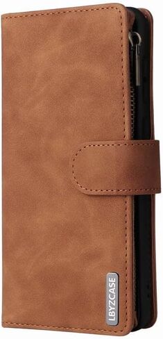 حافظة هاتف LBYZCASE لجراب Moto G Power 2022، حافظة محفظة Motorola G Power(2022)، غطاء جلدي فاخر قابل للطي [جيب بسحاب] [حزام معصم] [مسند] لهاتف Motorola Moto G Power 2022 (قهوة) in Kuwait