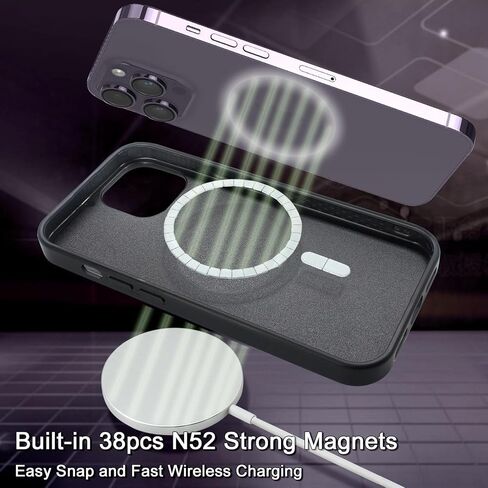 محفظة حافظة مغناطيسية قابلة للفصل لهاتف iPhone 13 Pro Max متوافقة مع MagSafe للشحن اللاسلكي، غطاء هاتف واقي، فتحات متعددة للبطاقات، عملة نقدية، سحاب، جيب، حزام معصم (أسود) in Saudi Arabia