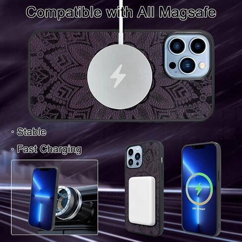 محفظة حافظة مغناطيسية قابلة للفصل لهاتف iPhone 13 Pro Max متوافقة مع MagSafe للشحن اللاسلكي، غطاء هاتف واقي، فتحات متعددة للبطاقات، عملة نقدية، سحاب، جيب، حزام معصم (أسود) in Saudi Arabia