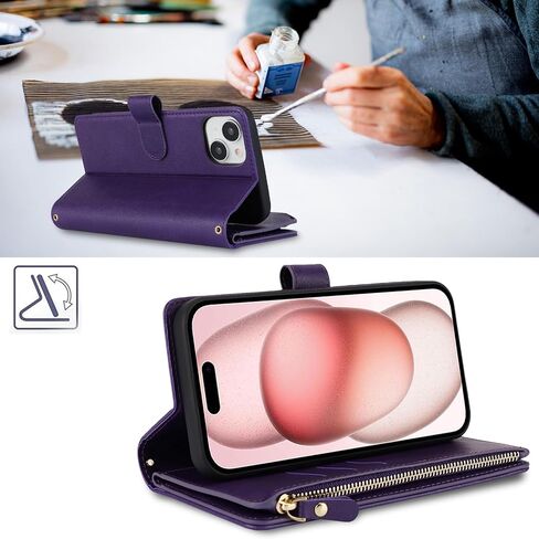 جراب Jaorty Crossbody iPhone 15 مع حبل حزام، جراب محفظة هاتف Apple iPhone 15 للنساء مع حامل بطاقات، جراب جلدي مغناطيسي قابل للطي لهاتف iPhone 15 مع محفظة، 6.1 بوصة ذهبي وردي in Kuwait