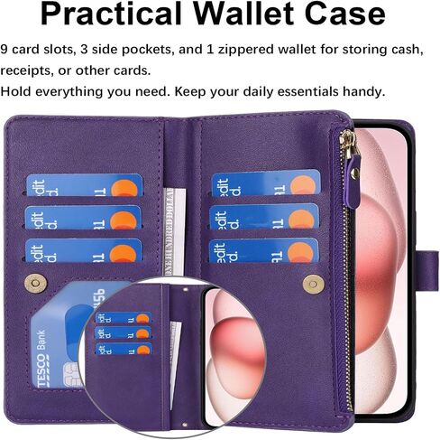 جراب Jaorty Crossbody iPhone 15 مع حبل حزام، جراب محفظة هاتف Apple iPhone 15 للنساء مع حامل بطاقات، جراب جلدي مغناطيسي قابل للطي لهاتف iPhone 15 مع محفظة، 6.1 بوصة ذهبي وردي in Kuwait