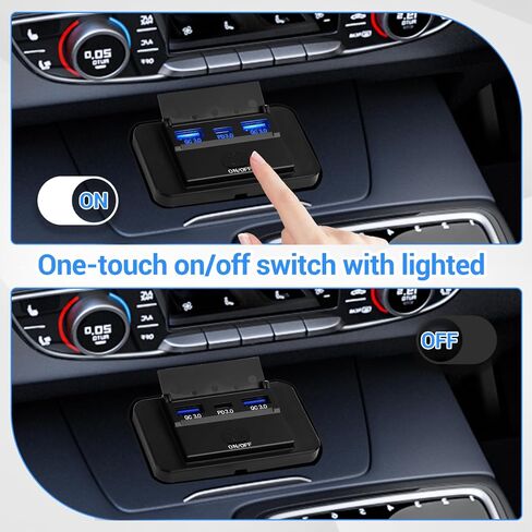 2 حزمة من 3 منافذ RV USB مع غطاء، 12 فولت/24 فولت لوحة شاحن مقبس USB للسيارة مع مفتاح PD3.0 نوع C وشحن سريع مزدوج QC3.0 USB للسيارات والشاحنات والقوارب والشاحنات والحافلات in Saudi Arabia