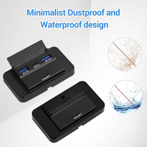 2 حزمة من 3 منافذ RV USB مع غطاء، 12 فولت/24 فولت لوحة شاحن مقبس USB للسيارة مع مفتاح PD3.0 نوع C وشحن سريع مزدوج QC3.0 USB للسيارات والشاحنات والقوارب والشاحنات والحافلات in Saudi Arabia