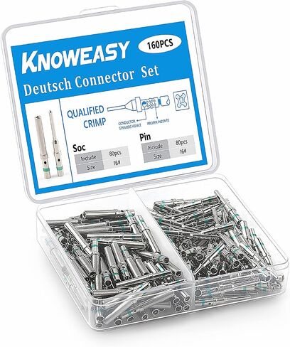 مجموعة موصلات Knoweasy 50 زوجًا مقاس 16 DT Deutsch Pin: اتصالات صلبة للسيارات، وصلات دبوس ومقبس مطلية بالنيكل، متوافقة مع سلك 14AWG، مجموعة محطات موصل DT الشائعة in Kuwait