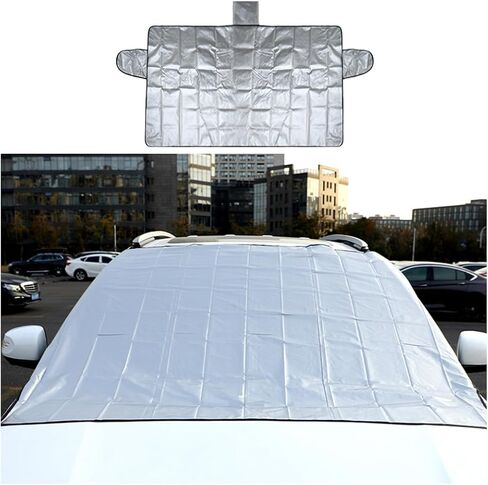 Car Windshield Snow Cover, Auto Ultra Thick Winter Windscreen Cover for Ice Frost Snow Removal Sun Shade Dust Protection with Magnetic Edge, Universal for Vehicles, SUV, Truck, RV in Saudi Arabia