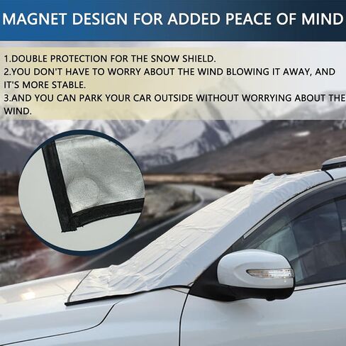 Car Windshield Snow Cover, Auto Ultra Thick Winter Windscreen Cover for Ice Frost Snow Removal Sun Shade Dust Protection with Magnetic Edge, Universal for Vehicles, SUV, Truck, RV in Saudi Arabia