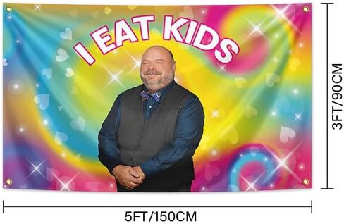 I Eat Kids Flag 3x5 Feet Banner Funny Poster UV Resistance Fading Durable Man Cave Wall Flag with Brass Grommets For College Dorm Room Decor Outdoor Parties Gift. in Saudi Arabia