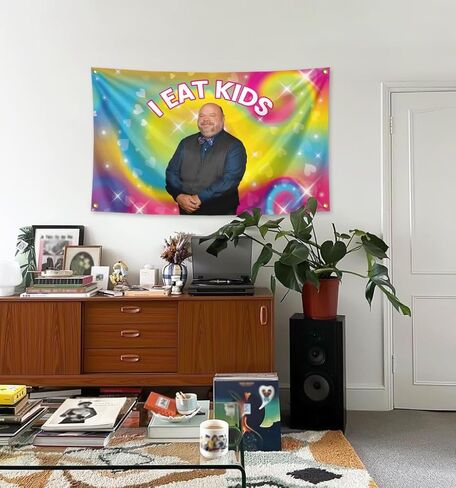 I Eat Kids Flag 3x5 Feet Banner Funny Poster UV Resistance Fading Durable Man Cave Wall Flag with Brass Grommets For College Dorm Room Decor Outdoor Parties Gift. in Saudi Arabia