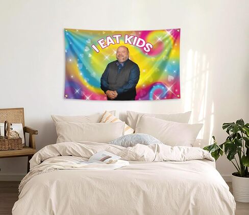 I Eat Kids Flag 3x5 Feet Banner Funny Poster UV Resistance Fading Durable Man Cave Wall Flag with Brass Grommets For College Dorm Room Decor Outdoor Parties Gift. in Saudi Arabia