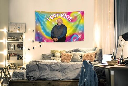 I Eat Kids Flag 3x5 Feet Banner Funny Poster UV Resistance Fading Durable Man Cave Wall Flag with Brass Grommets For College Dorm Room Decor Outdoor Parties Gift. in Saudi Arabia