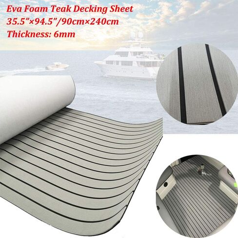 Eva Foam Yacht Deck Sheet Faux Teak Boat Flooring Non-Slip Mats Waterproof Self-Adhesive Flooring Material for Motorboat RV Yacht Kayak Swimming Pool 94.5“×35.4" in Saudi Arabia