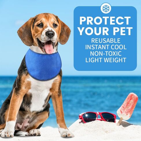 Dog Cooling Bandana Neck Ice Wrap, Instant Cooling Pet Scarf for Summer Hot Weather, Adjustable Breathable Reusable Scarf for Outdoor and Indoor Use, Avoid Heat Stroke, Large(Blue) in Saudi Arabia