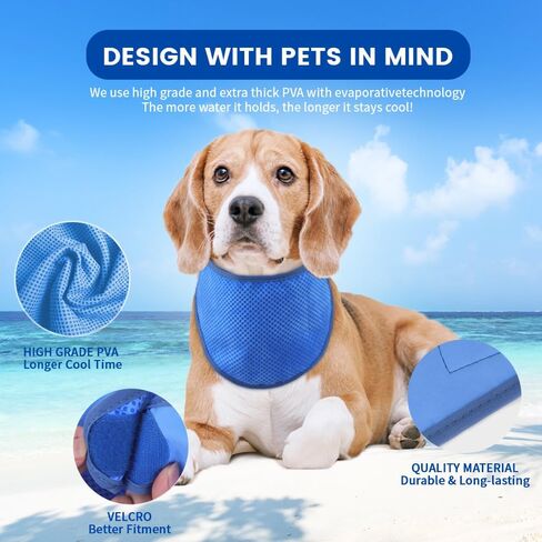 Dog Cooling Bandana Neck Ice Wrap, Instant Cooling Pet Scarf for Summer Hot Weather, Adjustable Breathable Reusable Scarf for Outdoor and Indoor Use, Avoid Heat Stroke, Large(Blue) in Saudi Arabia