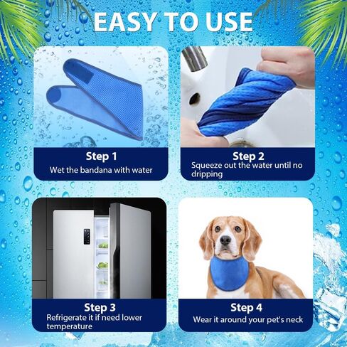 Dog Cooling Bandana Neck Ice Wrap, Instant Cooling Pet Scarf for Summer Hot Weather, Adjustable Breathable Reusable Scarf for Outdoor and Indoor Use, Avoid Heat Stroke, Large(Blue) in Saudi Arabia