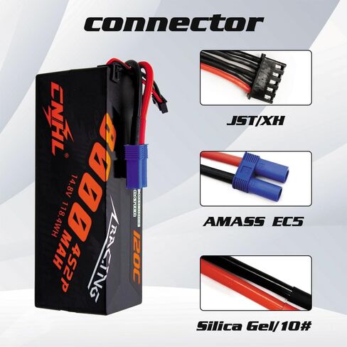 بطارية ليبو CNHL 4S 8000 مللي أمبير في الساعة 120C 14.8 فولت بطارية ليبو مع موصل EC5 حافظة صلبة لبطارية RC لشاحنة السيارة X-Maxx 8S خزان RC عربات التي تجرها الدواب تروجي سباق الزاحف الوحش (عبوتان) in Saudi Arabia