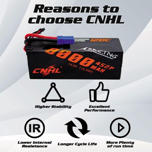 بطارية ليبو CNHL 4S 8000 مللي أمبير في الساعة 120C 14.8 فولت بطارية ليبو مع موصل EC5 حافظة صلبة لبطارية RC لشاحنة السيارة X-Maxx 8S خزان RC عربات التي تجرها الدواب تروجي سباق الزاحف الوحش (عبوتان) in Saudi Arabia