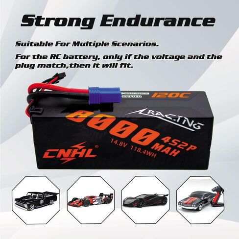 بطارية ليبو CNHL 4S 8000 مللي أمبير في الساعة 120C 14.8 فولت بطارية ليبو مع موصل EC5 حافظة صلبة لبطارية RC لشاحنة السيارة X-Maxx 8S خزان RC عربات التي تجرها الدواب تروجي سباق الزاحف الوحش (عبوتان) in Saudi Arabia