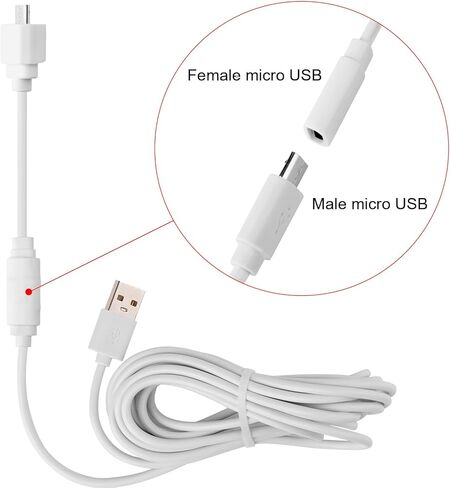كابل محول Uogw مكون من قطعتين لكاميرا Blink Mini/Blink Mini Pan-Tilt، من Universal Mirco USB تحويل إلى Blink Mini Unique Mirco USB، كابل تمديد طاقة مقاوم للماء 7.8 بوصة (ليس لـ Blink Mini 2) in Kuwait