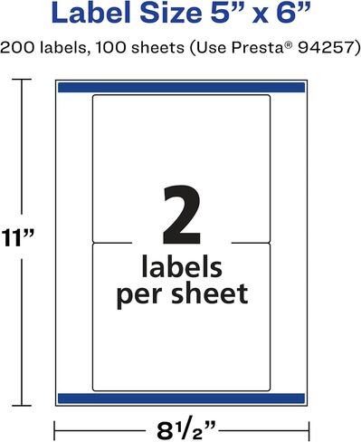 Avery Glossy Clear Rectangle Labels with Sure Feed, 5" x 6", 20 Glossy Clear Labels, Laser/Inkjet Printable Labels in Saudi Arabia
