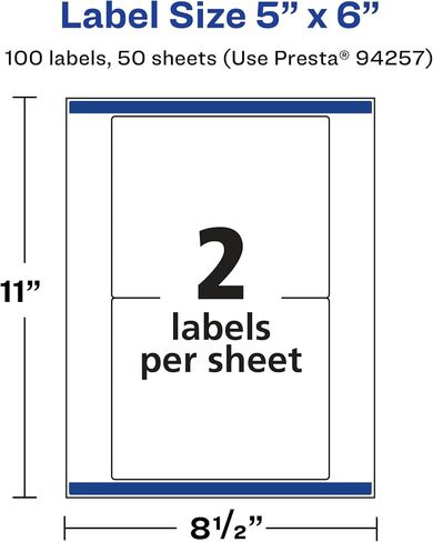 Avery Glossy Clear Rectangle Labels with Sure Feed, 5" x 6", 20 Glossy Clear Labels, Laser/Inkjet Printable Labels in Saudi Arabia