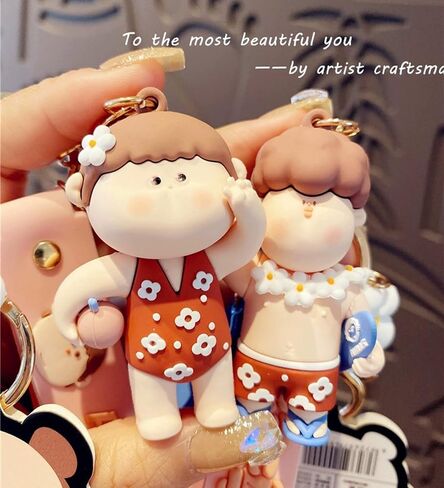 Cute Anime Keychain Set for Couple AMLLS Car Keychain Backpack Charm Decoration Gifts for Women Men in Saudi Arabia