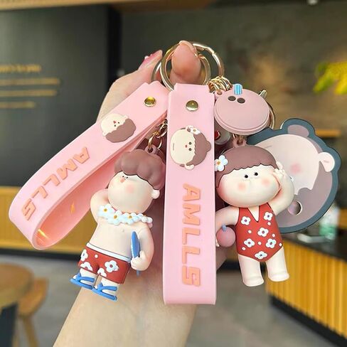 Cute Anime Keychain Set for Couple AMLLS Car Keychain Backpack Charm Decoration Gifts for Women Men in Saudi Arabia
