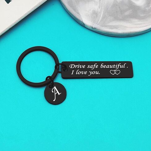 Xiahuyu Drive Safe Keychain for Her 26 Letter Keychain Gifts for Girlfriend Wife Daughter Mom Niece Sister Friend in Saudi Arabia