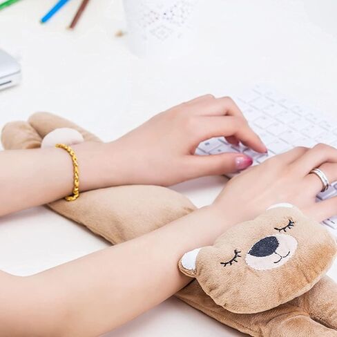 Keyboard Wrist Rest and Ergonomic Mouse Pad Wrist Support,Washable Keyboard Mouse Wrist Support Pad Bean Bag for Carpal Tunnel,Office Workers,Massage,Cute Cartoon Bear Set-Brown 18.8inch in Saudi Arabia