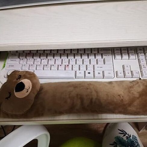 Keyboard Wrist Rest and Ergonomic Mouse Pad Wrist Support,Washable Keyboard Mouse Wrist Support Pad Bean Bag for Carpal Tunnel,Office Workers,Massage,Cute Cartoon Bear Set-Brown 18.8inch in Saudi Arabia