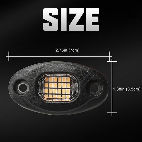 SUNPIE 8 Pods Aluminium Metal White Rock Lights 24 6000K Pure White Car UnderGlow Light with 4M Extension Wires, IP67 Waterproof for Trailer Trucks Sedans SUV ATV UTV Boats in Saudi Arabia