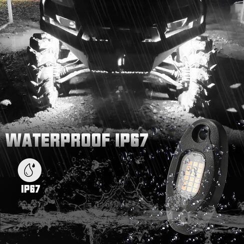 SUNPIE 8 Pods Aluminium Metal White Rock Lights 24 6000K Pure White Car UnderGlow Light with 4M Extension Wires, IP67 Waterproof for Trailer Trucks Sedans SUV ATV UTV Boats in Saudi Arabia