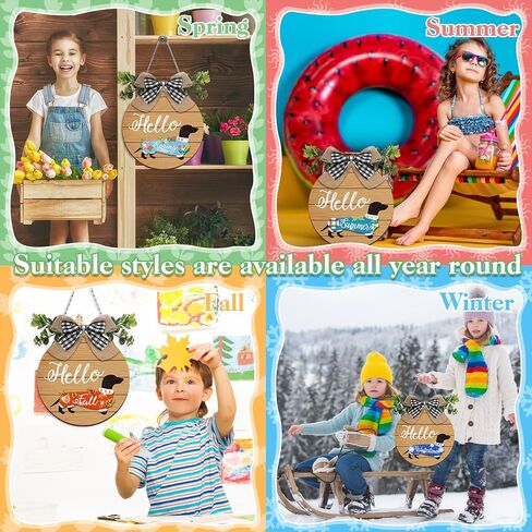 GlikCeil 16 Pcs Magnetic Diamond Painting Kit Interchangeable Welcome Sign Seasonal Door Hanging Sign Rustic Dachshund Dog DIY Detachable Home Decor for Porch Wall Summer 4th of July(Classic Style) in Saudi Arabia