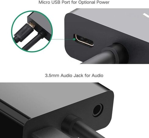 VGA To HDMI Adapter, JLX VGA Male to HDMI Female Cable Converter Adapter with 3.5mm audio and USB charge Support for Connecting Old PC, Laptop with a VGA output to NEW Monitor, HDTV in Saudi Arabia