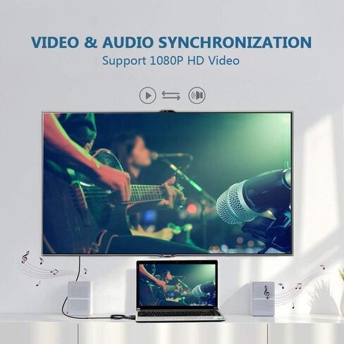 VGA To HDMI Adapter, JLX VGA Male to HDMI Female Cable Converter Adapter with 3.5mm audio and USB charge Support for Connecting Old PC, Laptop with a VGA output to NEW Monitor, HDTV in Saudi Arabia